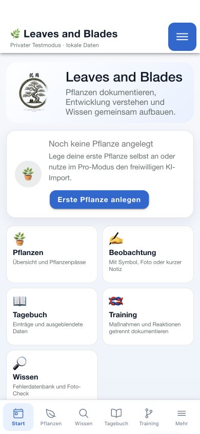 App-Startseite ohne angelegte Pflanze